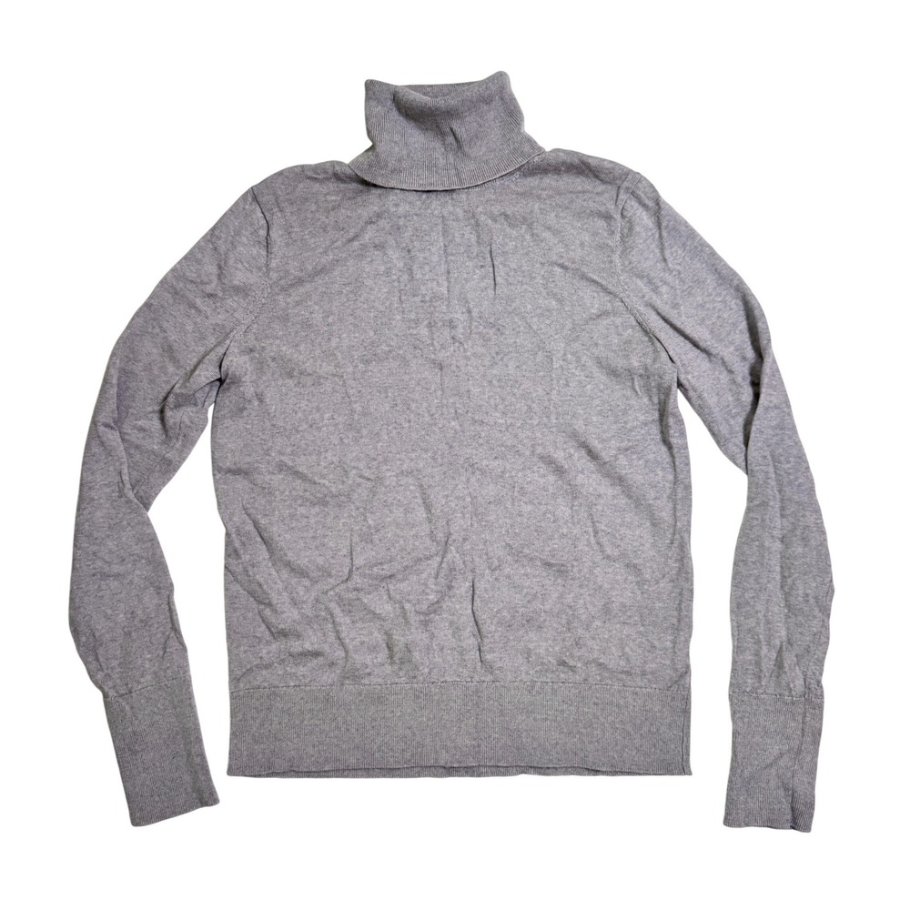 Gap Turtleneck Sweater Medium Gray Merino Wool Knit Long Sleeve Roll Neck Top
